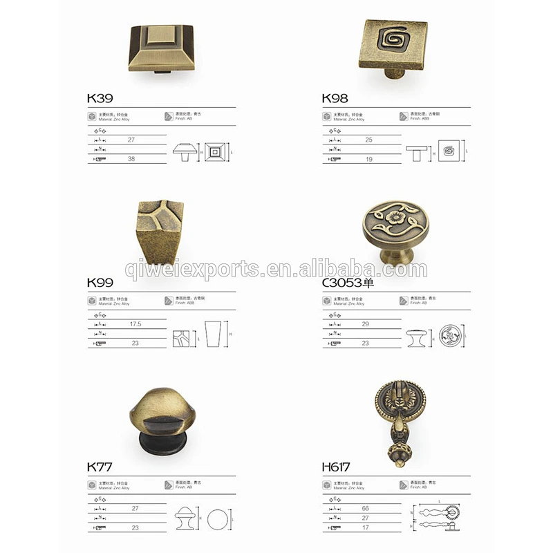 Antique classic mini door handles single hole cabinet door handles