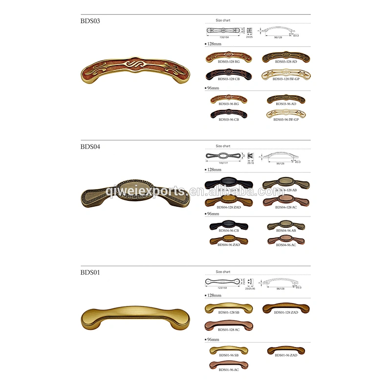 Classical style simple 128mm brass door handles and accessories