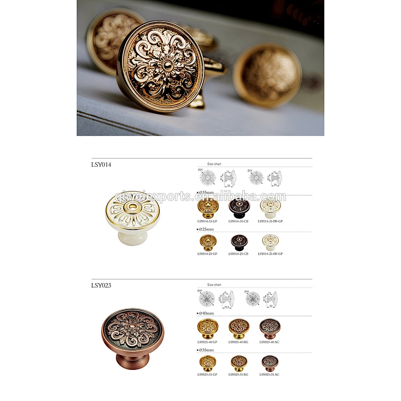 Luxurious European interior brass rosette door handles and knobs