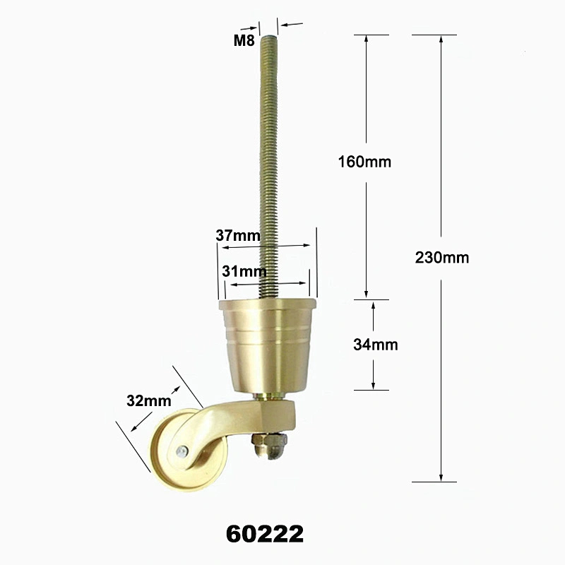 Brass caster wheel for high class furniture, metal chair caster