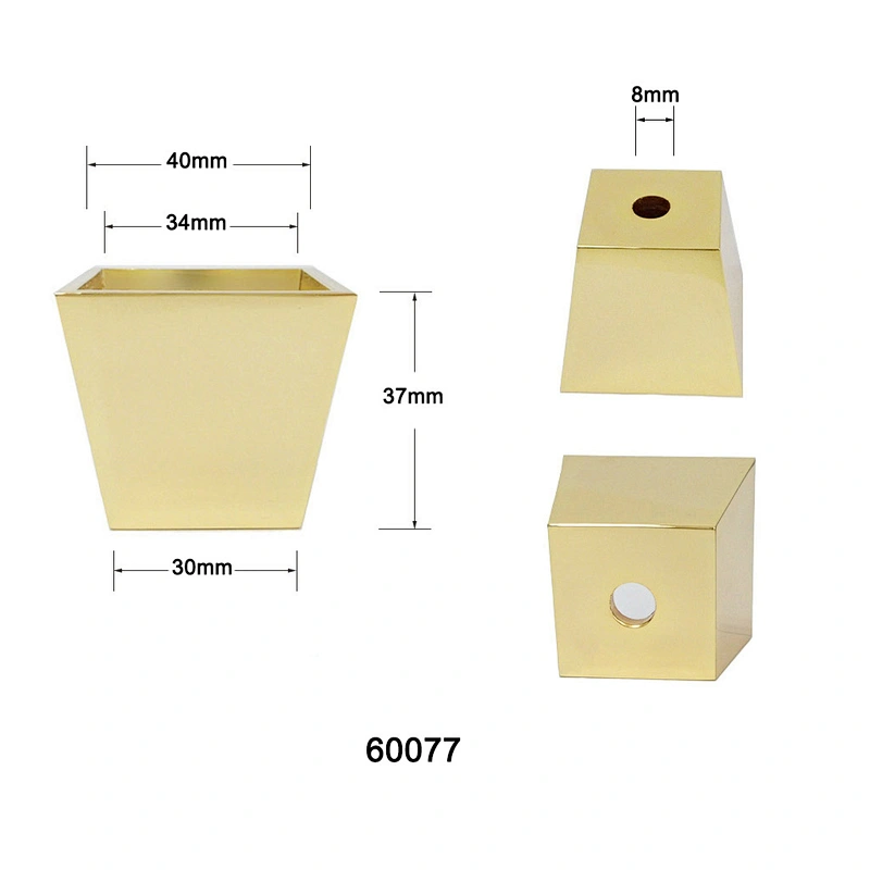 Square brass caster cup, brass cup for furniture legs 60077