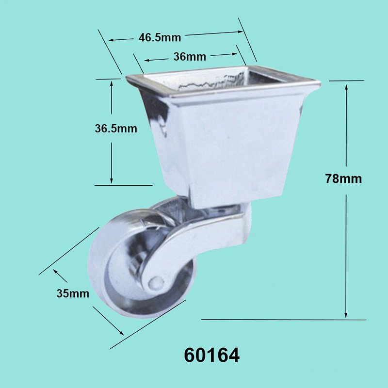Nickel Plated Antique Brass Furniture Casters with Square Cup