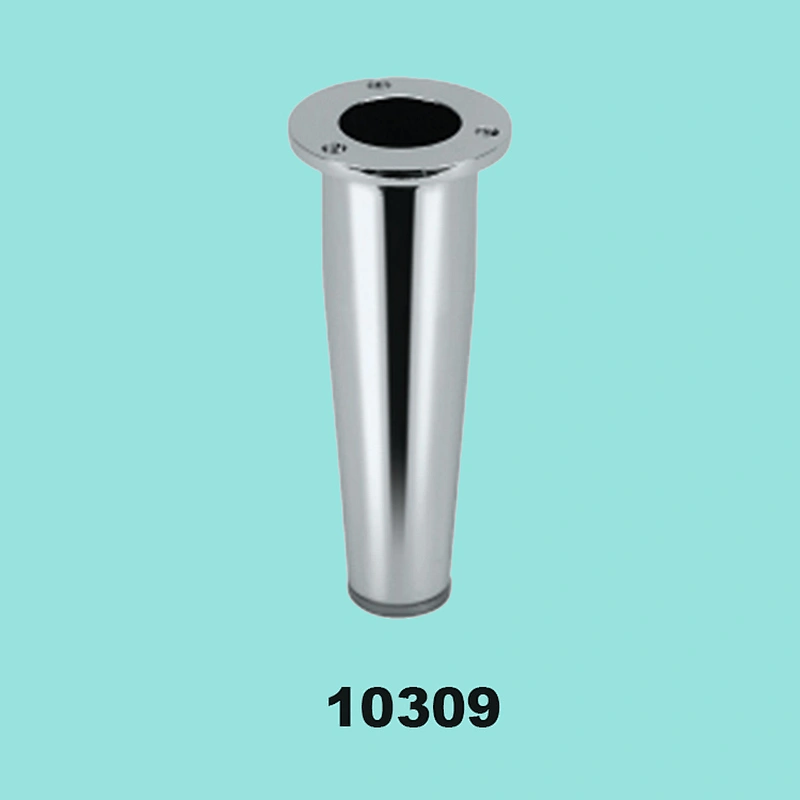 Customized tapered metal table legs with black rubber