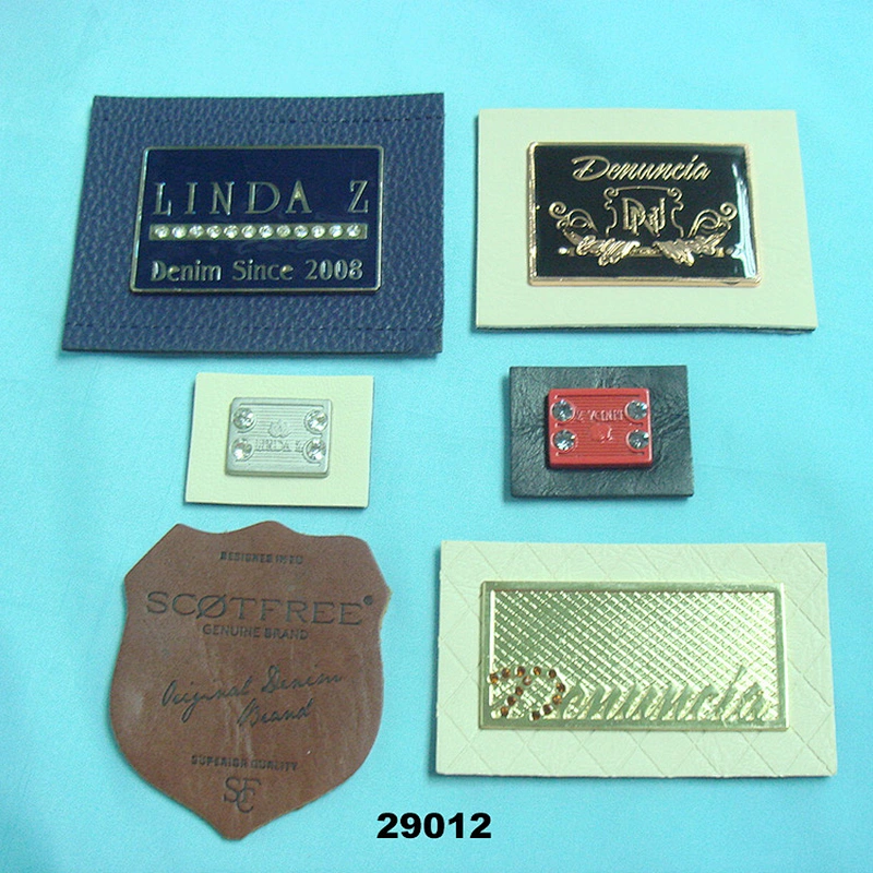 PU Leather Label for Jeans,Metal leather Logo Patches