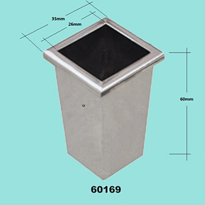 Brass square furniture caster cup for bedside cupboards