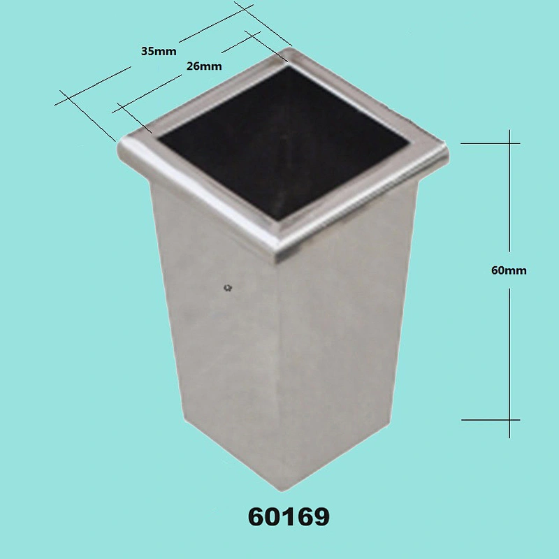 Brass square furniture caster cup for bedside cupboards