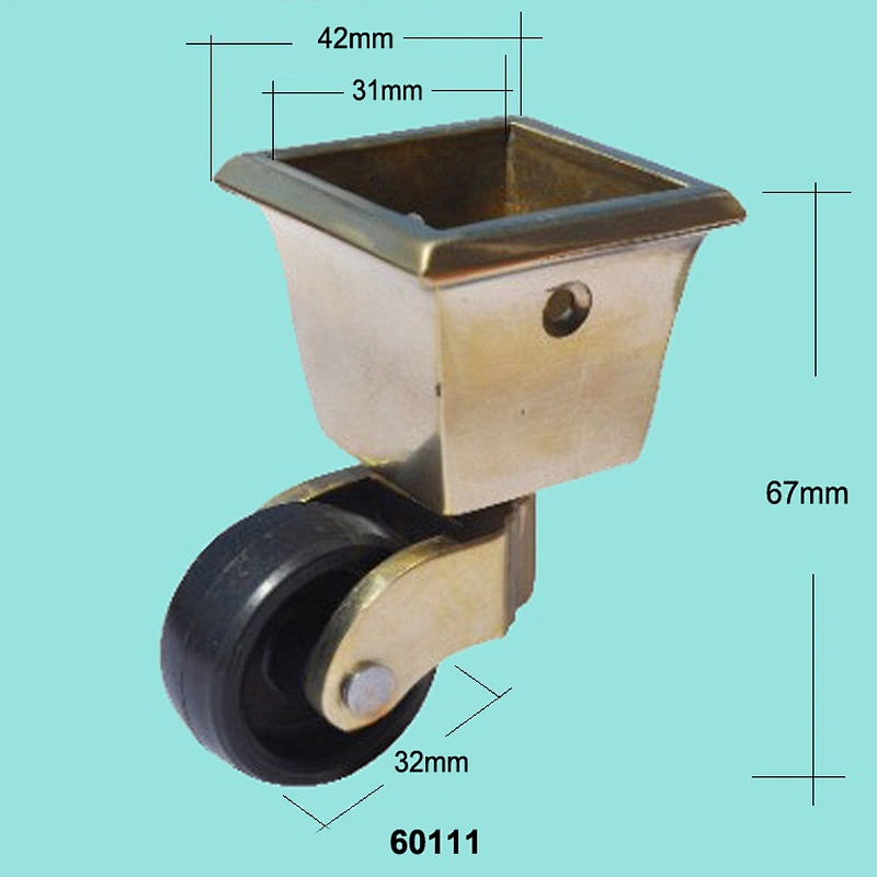 New design plastic caster wheel with square brass cup