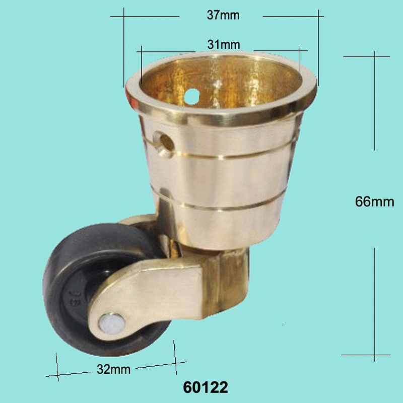 Best selling brass furniture caster with plastic wheel 60122