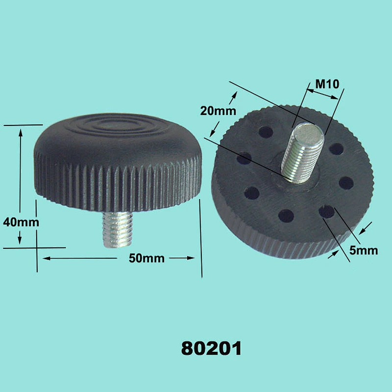 50mm adjustable threaded glides round sofa feet with hole