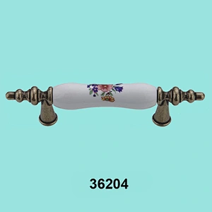 Decorative ceramic furniture handles for steel doors