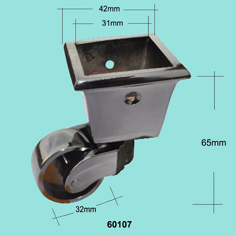 Light black nickel plated brass caster wheels with square cup