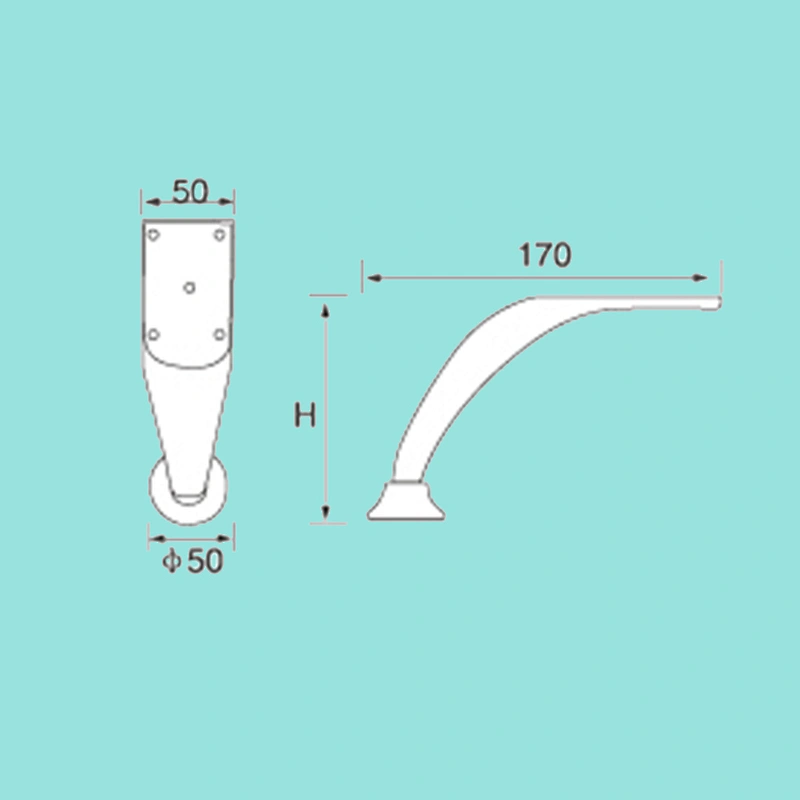 Factory supply H100mm sword-shaped Metal Furniture leg