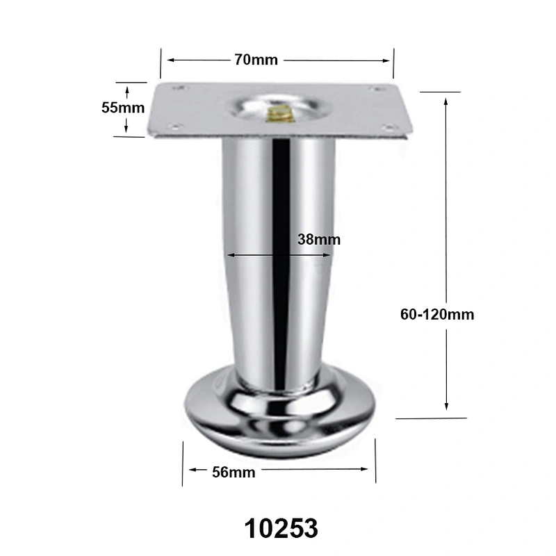 Shiny silver rubber cups metal furniture legs for benches