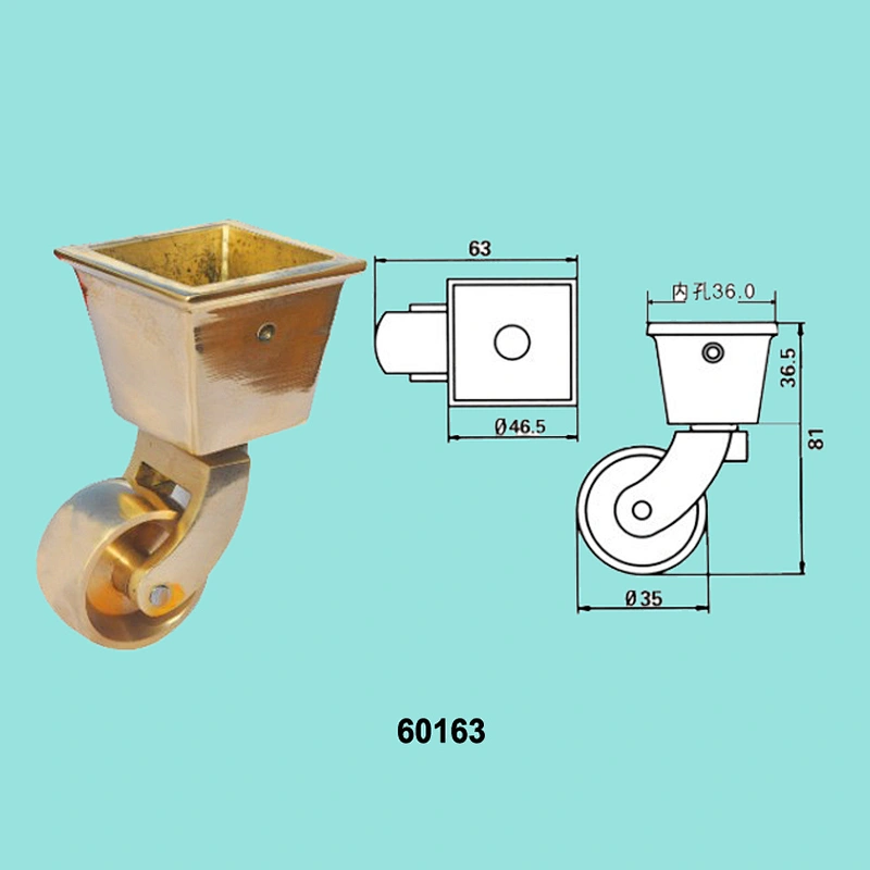 brass swivel sofa caster wheel with square cup
