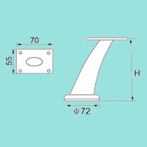 120mm recurved Moisture-Proof metal furniture leg