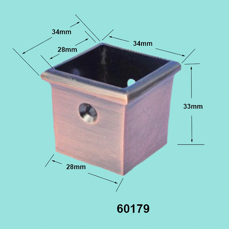 H33mm square brass cup for furniture Zinc Alloy Chair Caster Cups