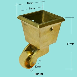 Nickel Plated Antique Brass Furniture Casters with Square Cup