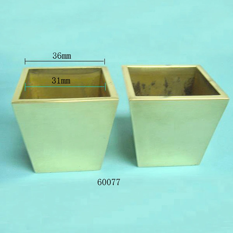 Square brass caster cup, brass cup for furniture legs 60077