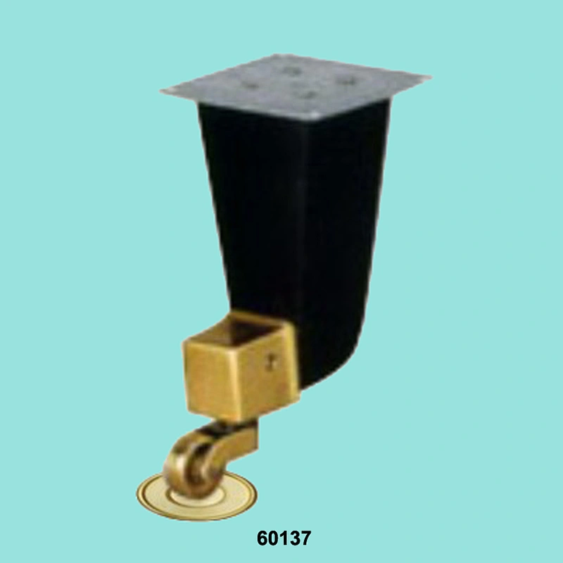 Black turned wood furniture legs with brass wheels