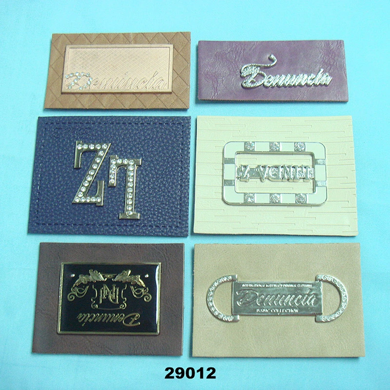 PU Leather Label for Jeans,Metal leather Logo Patches