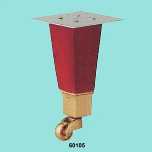 Classic Wood Furniture Leg with Brass Castor Wheel