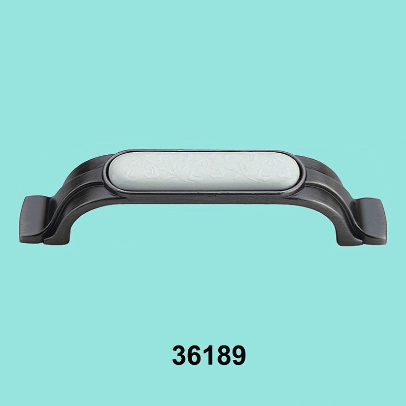 High grade zinc alloy double sided door pull handle ceramic knobs