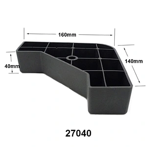 H40mm sanded L type black plastic sofa bed furniture legs