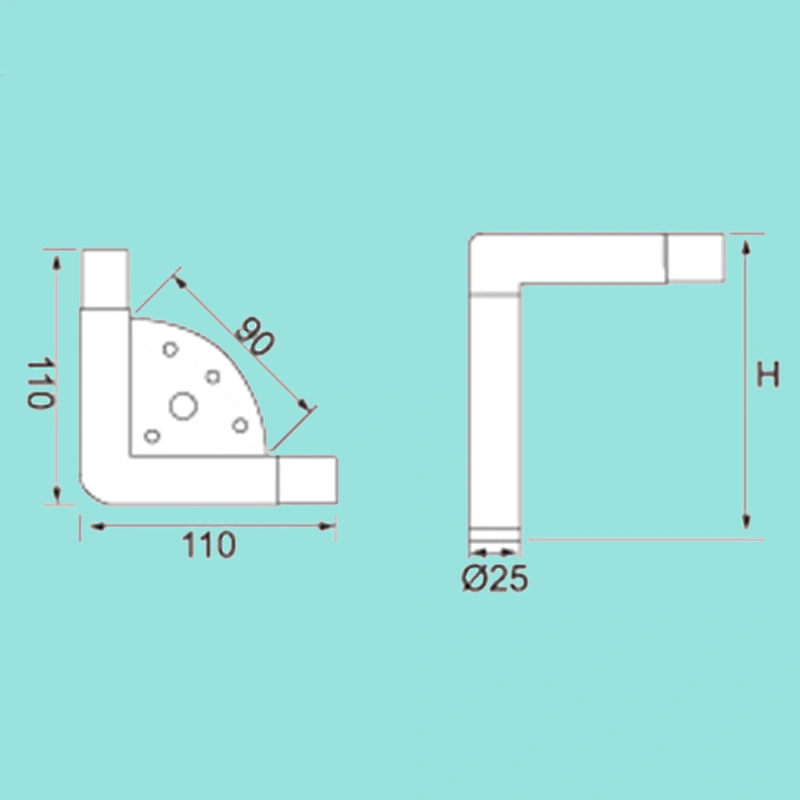 No.10325 right angle circular tube trigeminal metal Furniture Legs