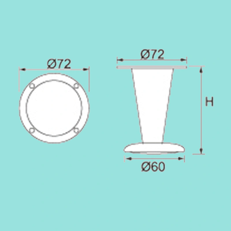 Unique design cone furniture leg with Plate shaped base