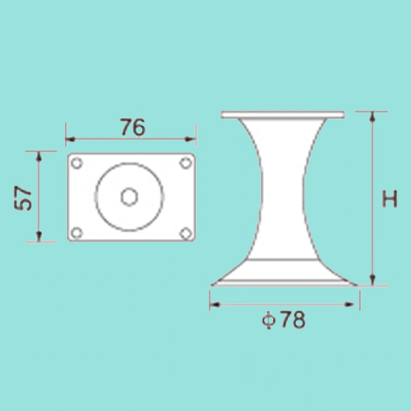 78*90mm flower vase shape Metal Furniture Leg