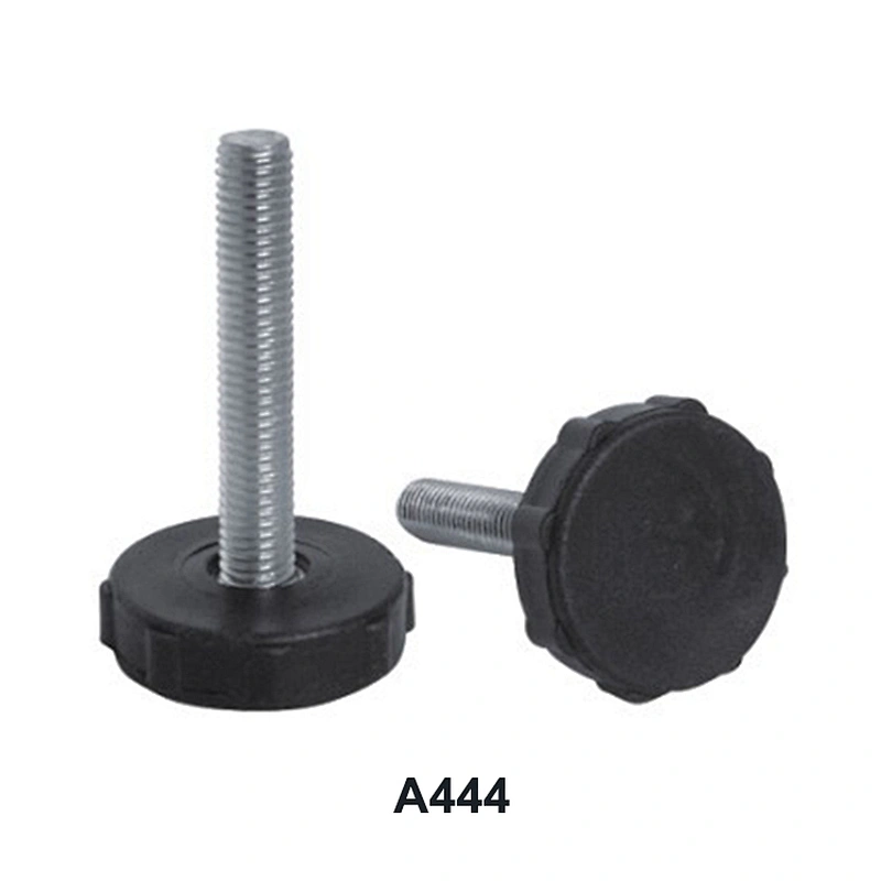 Black plastic adjustable furniture glide and leveling feet glides