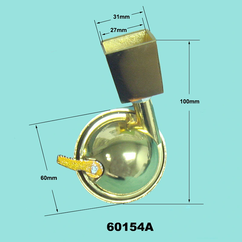 Zinc alloy Gold furniture caster wheels with brake
