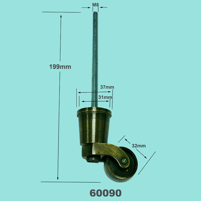 M8 adjustable furniture caster with long screw for luggage wheel