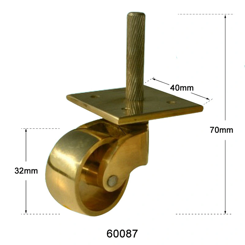 solid brass caster wheel with square plate 60087