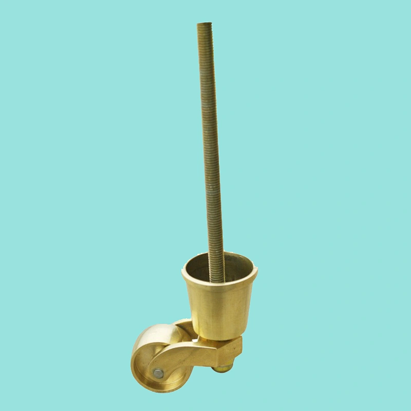 Easy to install brass caster wheels with long threaded screw