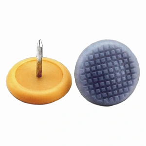 Furniture floor glides with plastic round head metallic pin