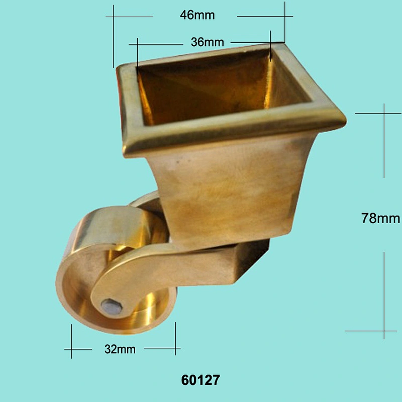 Solid brass swivel caster with square brass cup