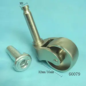 68mm height brass caster wheels with threaded inserted bar