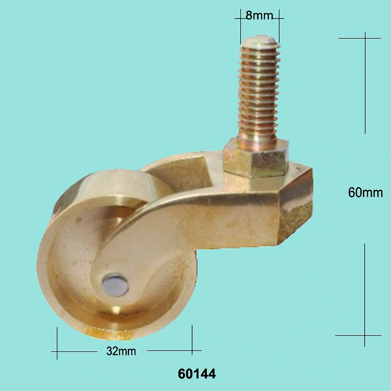 M8 Screw Furniture Caster Wheel with Golden Plating
