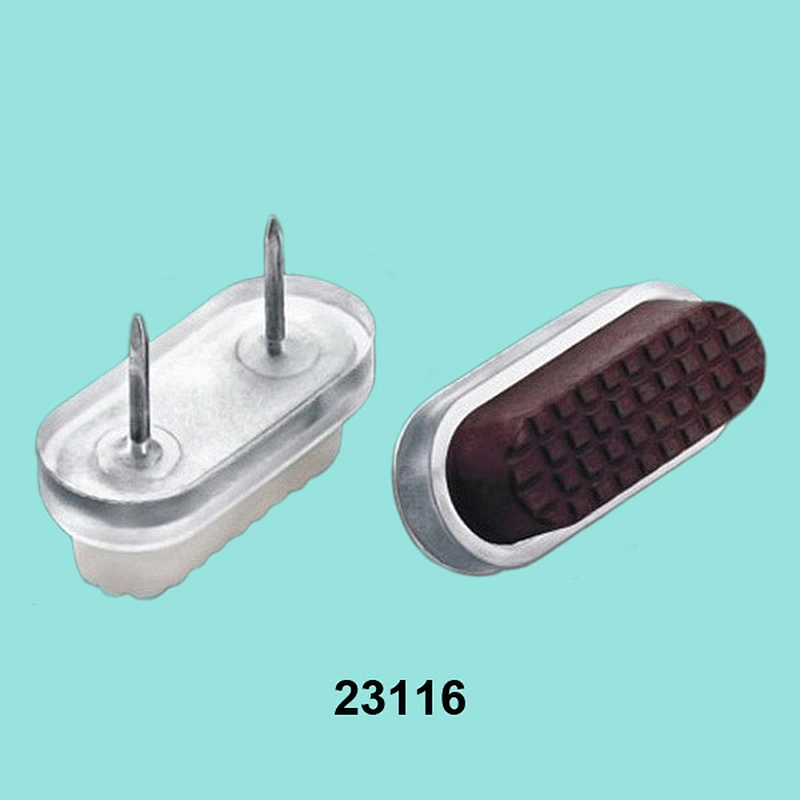 Oval Shape Two Nail Pins Furniture Glide with Rubber Pad