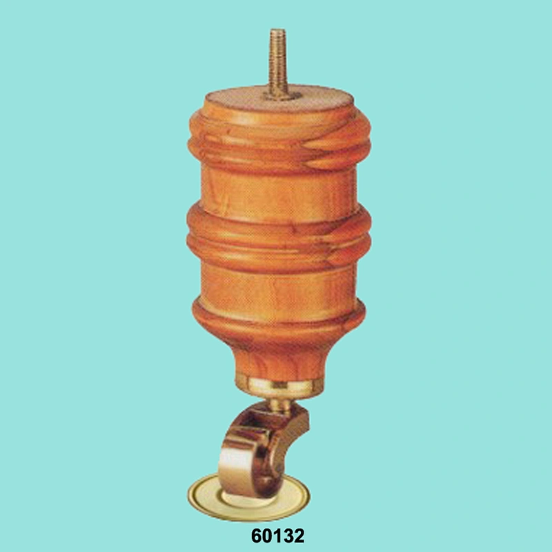 round classical soild wooden furniture legs with brass wheels