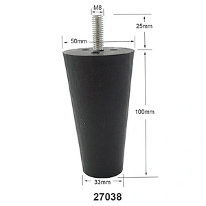 H125mm round shape plastic solid wooden finish furniture legs