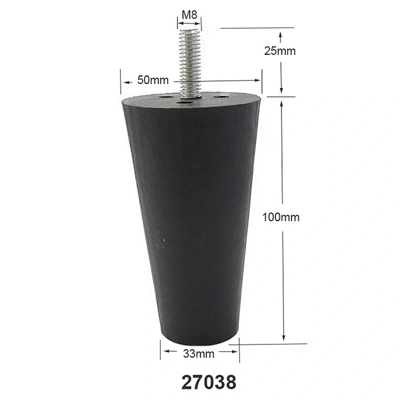 H125mm round shape plastic solid wooden finish furniture legs