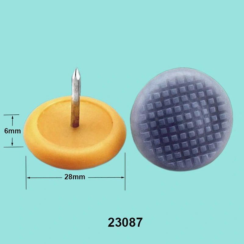 Furniture floor glides with plastic round head metallic pin