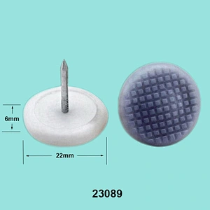 Furniture floor glides with plastic round head metallic pin