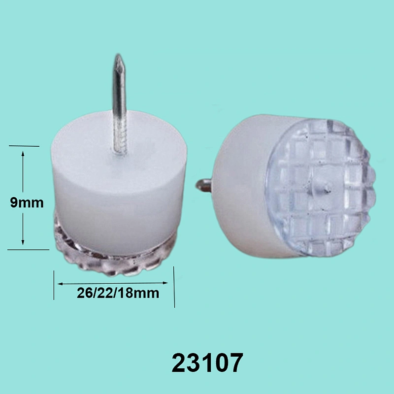 26mm white plastic adjusting glide with rubber felt