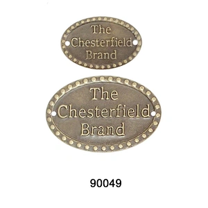 Furniture Metal Logo Plate with brass fitting nails,Embossed Metal logo Labels for furniture 90049