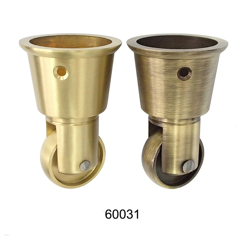 Traditional vintage style round socket cup brass castor wheels 60031