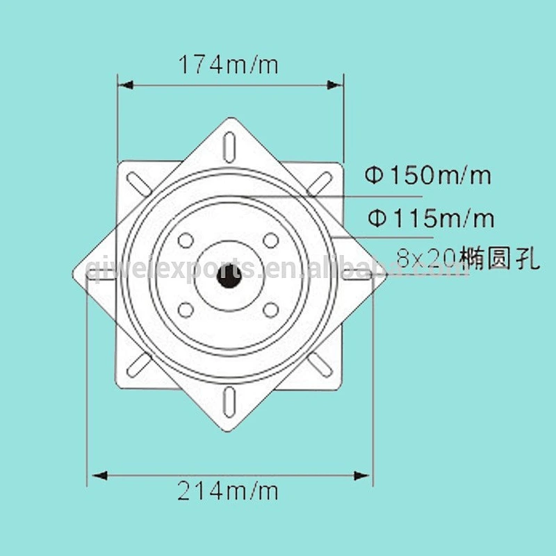 Square furniture ball bearing swivel plate for chair base seat parts