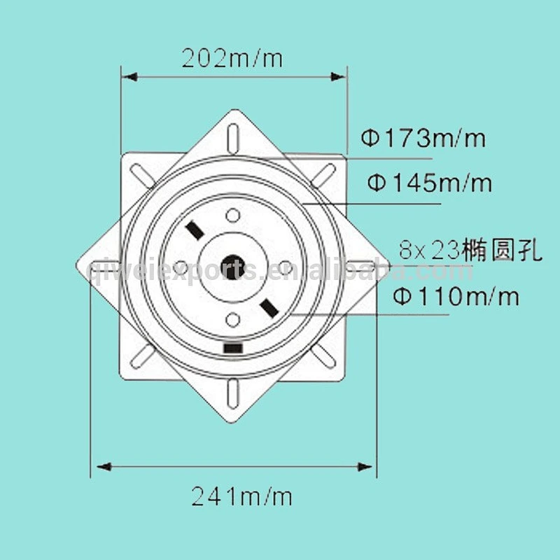 180 degree memory return swivel plate/8 inch ball bearing swivel plate